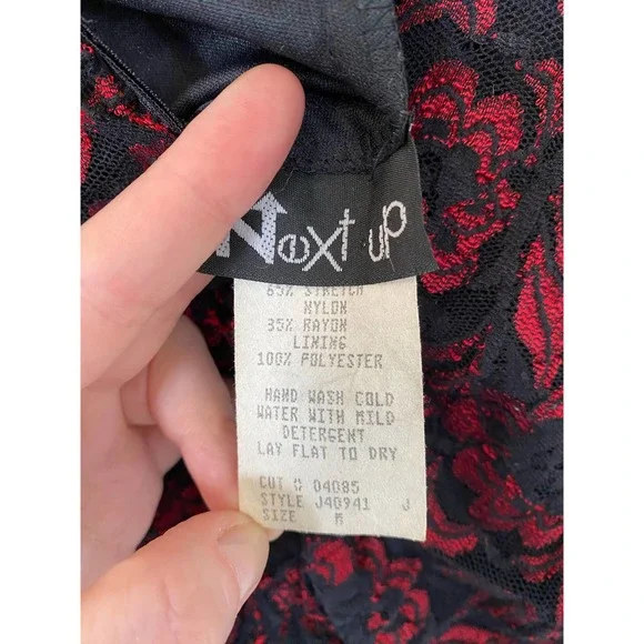 Vintage 90s Y2K 2000s Next Up brand Black and Red Lace Dress, size S-M - Picture 4 of 5